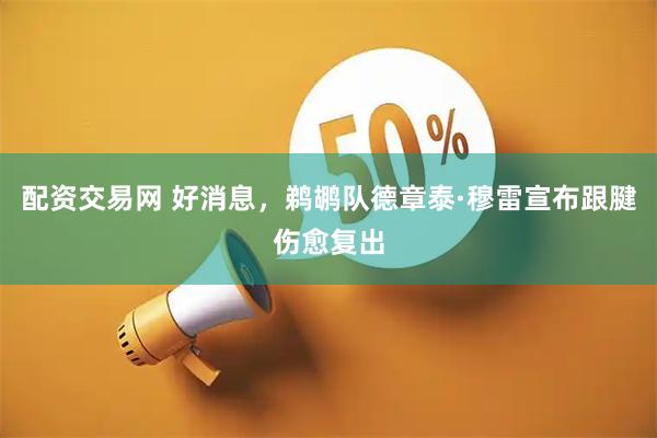 配资交易网 好消息，鹈鹕队德章泰·穆雷宣布跟腱伤愈复出